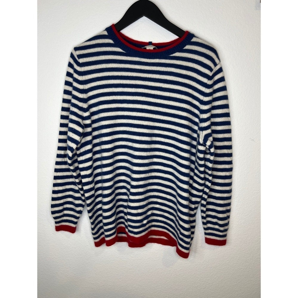 Pure Splendor Womens Sweater Striped Crewneck Navy White Red XL